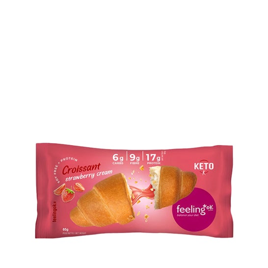 Feeling Ok Croissant Proteína Recheio de Creme Morango 65g