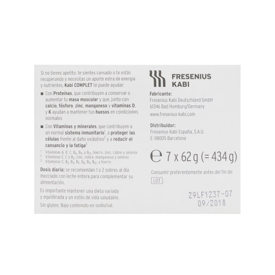 Kabi Complet baunilha em pó 7 saquetas 62g