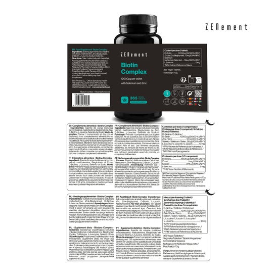 Zenement Biotina Complex 12000mg + Selenio Zinc 365comp