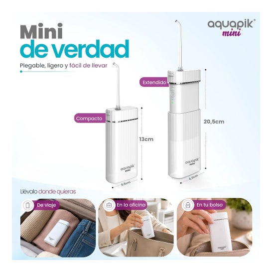 AquaPik Mini Irrigador Bucal Portátil Tanque Retráctil Usb 1ud
