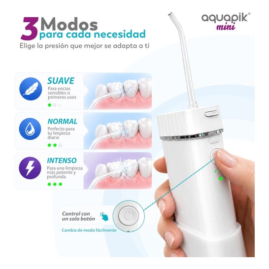 AquaPik Mini Irrigador Bucal Portátil Tanque Retráctil Usb 1ud