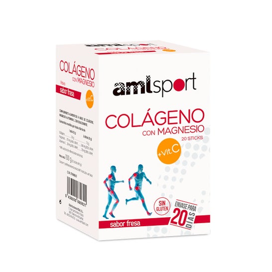 Colágeno Amlsport com Magnésio e Vitamina C Sabor Morango 20sticks