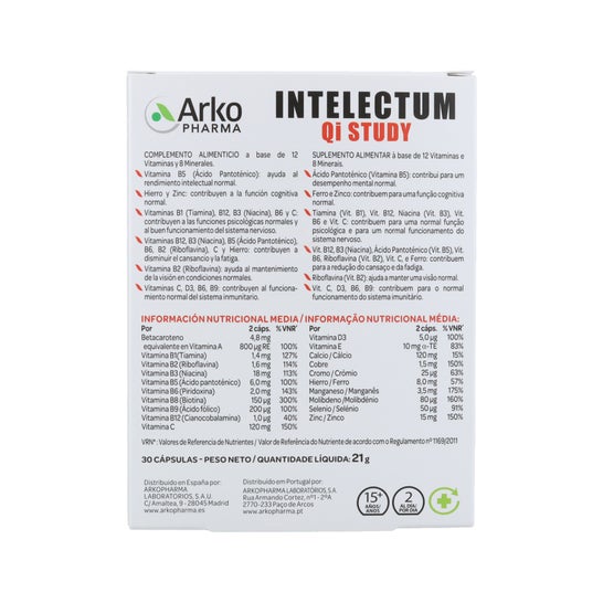 Arkopharma Intelectum Qi Study 30caps