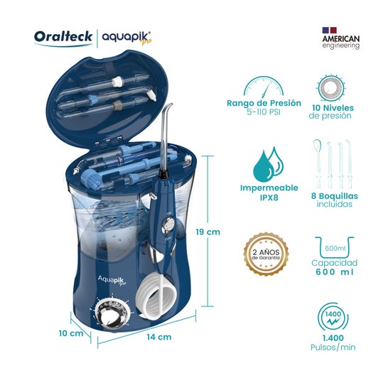 Aquapik Pro Irrigador Bucal Profissional Azul 1 Unidade