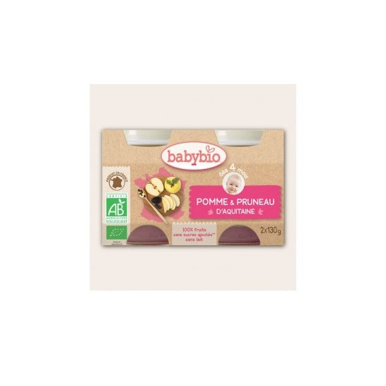Bebybio frascos de maçã biológica Babybio em 4 meses 2x130g