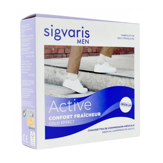 Sigvaris 2 Active Confort Fraicheur Calcetín H Écru ML 1 Par