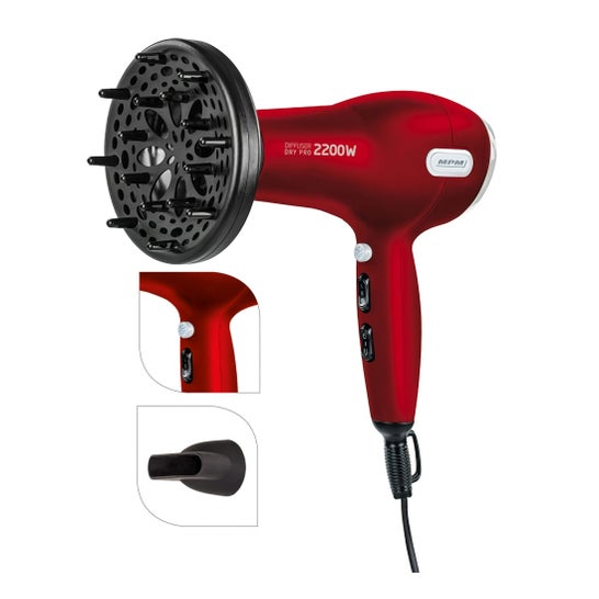 Mpm Msw-11 Secador de Cabelo Profissional + Difusor Vermelho 2200W