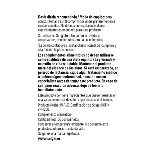 Factores Lipotropicos 50comp Solgar