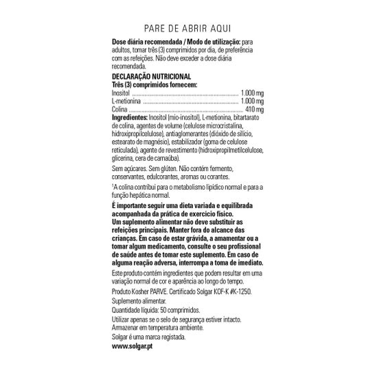 Factores Lipotropicos 50comp Solgar
