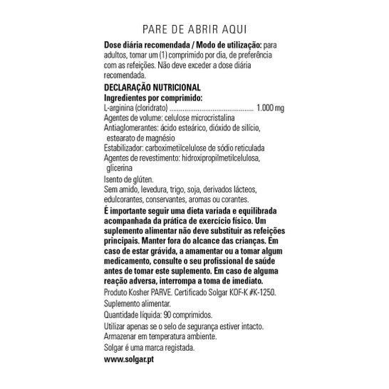 Solgar Arginina Comp 1000mg