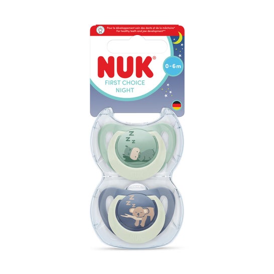 NUK Chupetas First Choice Noite Hippo Koala 2 unid.