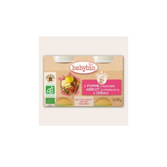 Babybio pequenos frascos de maçã Babybio Crales de damasco Crales Organic Apple Jars em 4 meses 2x130g