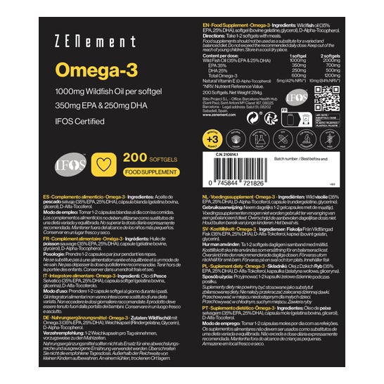 Zenement Omega 3 1000mg Epa 350mg + 250mg Dha 200caps