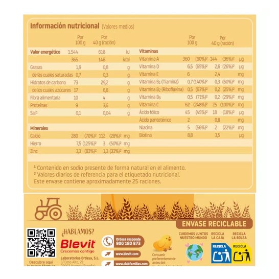 Blevit® Superfibra 8 Cereais Mel 1000g Blevit® Superfibra 8 Cereais Mel 1000g