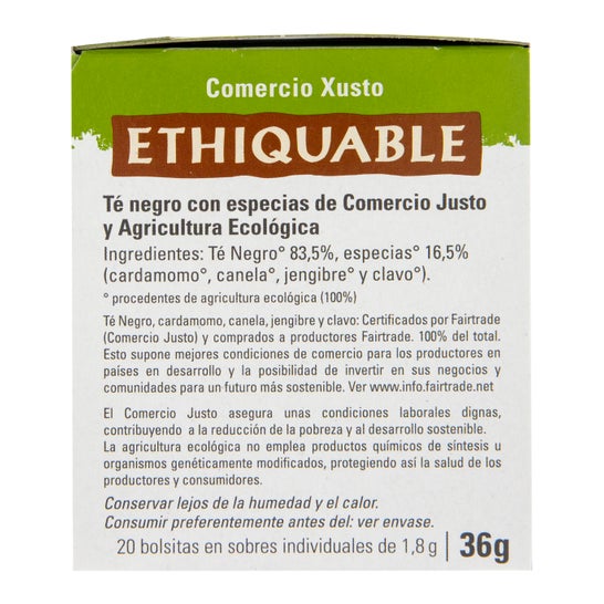 Chá Eqüitativo Tchai Com Especiarias Eco 20 Sachets