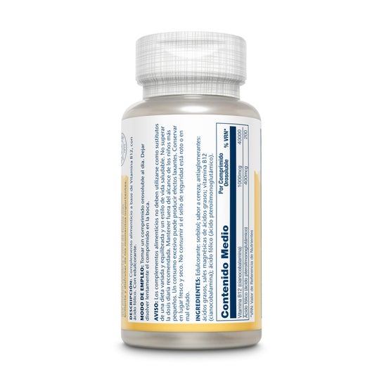 Solaray Vitamina B12 + Ácido Fólico 1000mg Sublingual 90comp