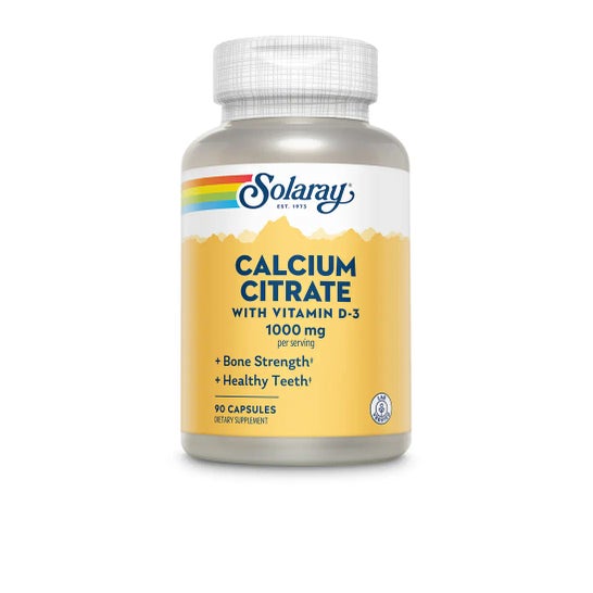 Solaray Cálcio Citrato 1000mg com Vitamina D3 90caps