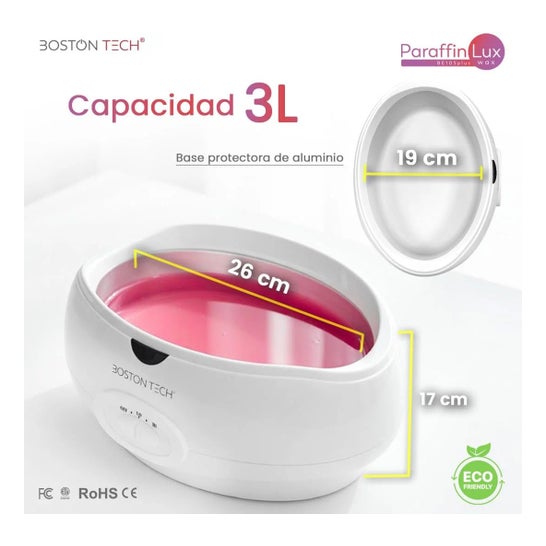 Boston Tech ParaffinLux Banho de Parafina para Mãos 3L Rosa Sem Cera