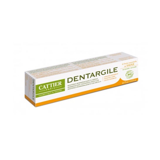 Cattier dentargile pasta de dentes sensível gomas sensíveis tubo de sálvia 100 g