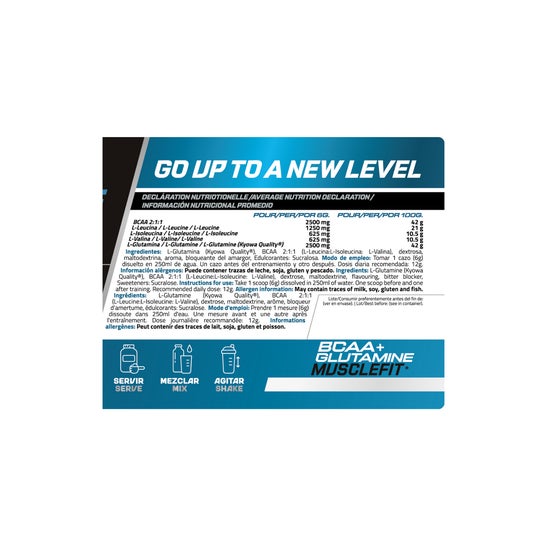 MuscleFit Glutamina + BCAAs Sabor Piruleta 500g