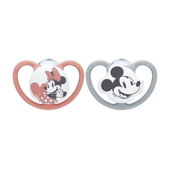 Nuk Space Chupeta Silicone Mickey Minnie 0-6M 2uds