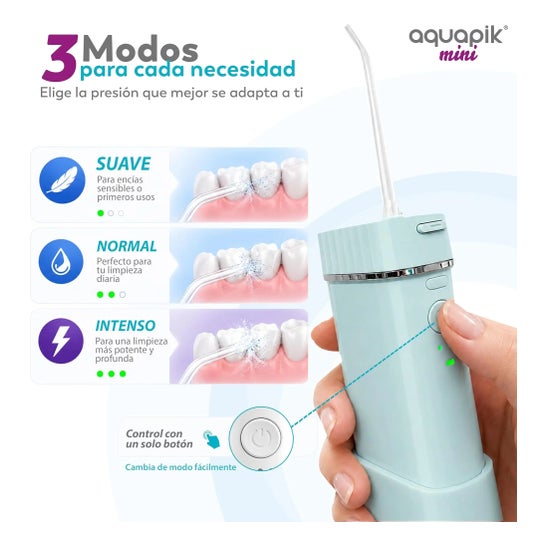 AquaPik Kit Mini Irrigador Bucal Portátil Viagens Carga Usb Azul