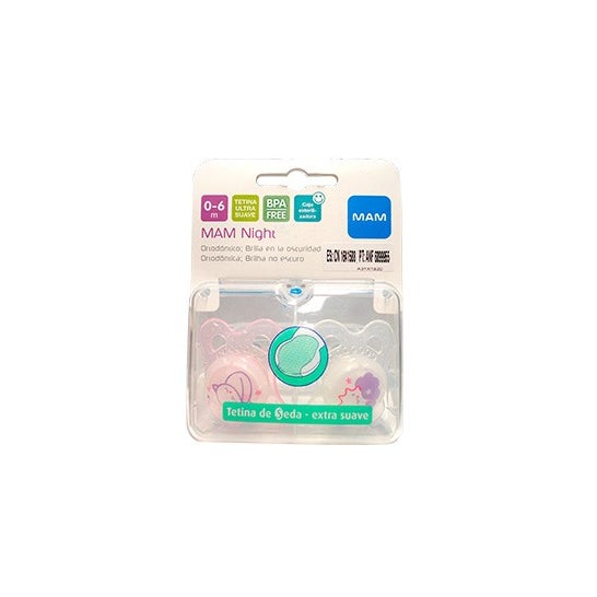 MAM silicone noite chupeta com caixa de esterilizador 2uds