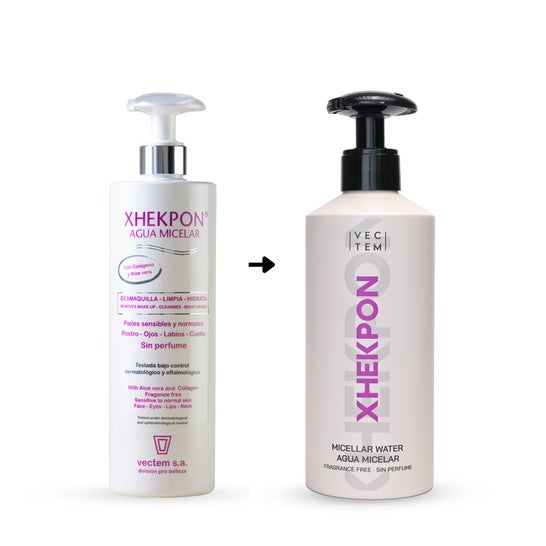 Xhekpon água micelar com colágeno e Aloe Vera, 400 Ml