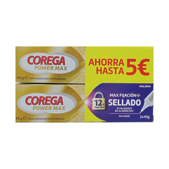 Corega Max Fixação + Selado Adesivo Prótese Dentária 2x40 gr