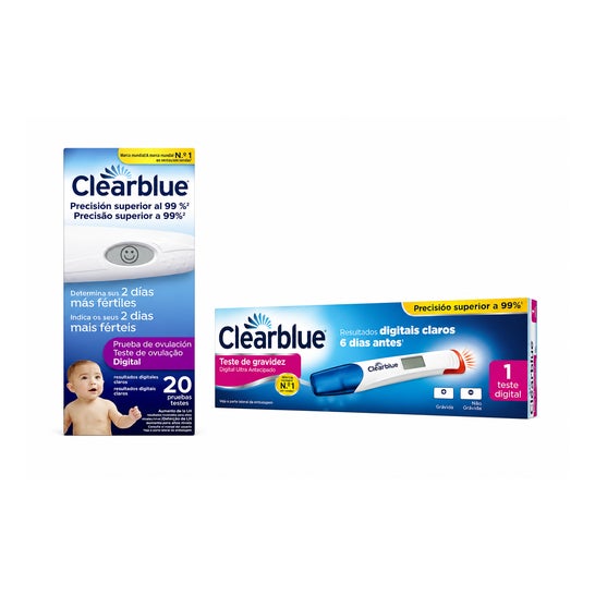 Clearblue Pacote Teste de Ovulação 20 unid + Teste de Gravidez Ultra Precoce Digital