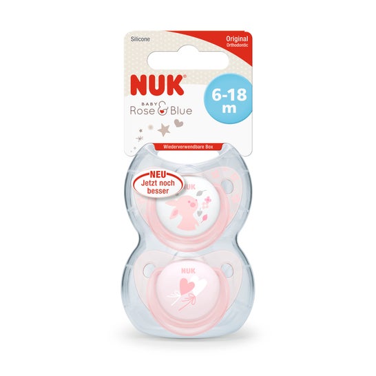 Nuk Baby Rose chupeta tetina de silicone sem anilha 2uds