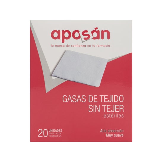Aposan gaze estéril tecido não tecido 10cm x 10cm 20 gazes (2ud/saqueta)