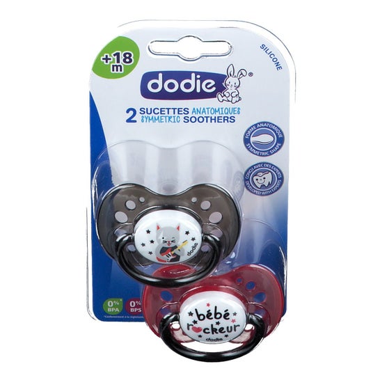 Dodie Duo Pacifier Anat Silic +18Month Rock B/2