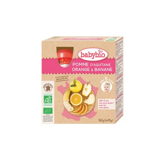 BabyBio Maçã Laranja Banana Banana Bio 4x90 g