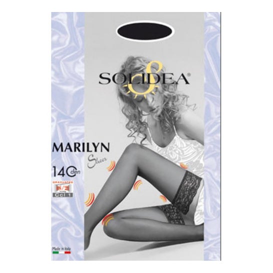 Solidea Marilyn 140 Sheer Open Toe Media Larga Negro T4-L 1 Par