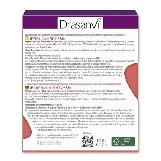 Drasanvi Levadura Roja de Arroz + Q10 30caps Drasanvi Levadura Roja de Arroz + Q10 30caps