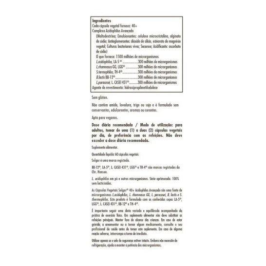 Solgar Acidophilus Plus Advanced 60ca Solgar Acidophilus Plus Advanced 60ca