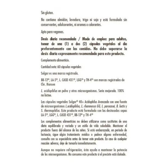 Solgar Acidophilus Plus Advanced 60ca Solgar Acidophilus Plus Advanced 60ca