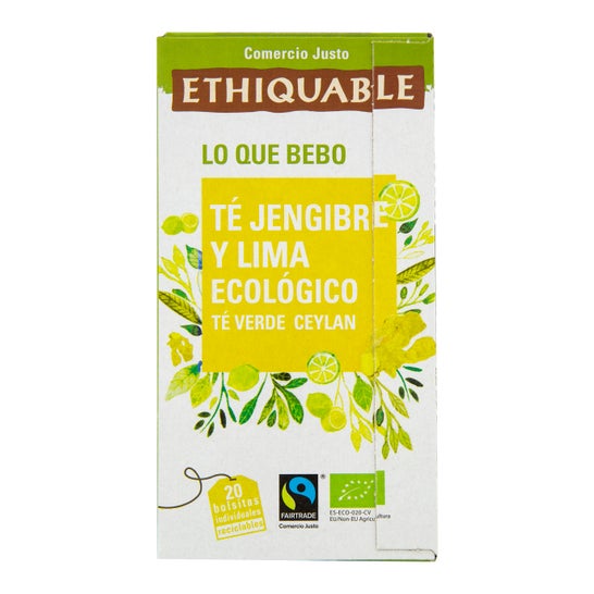 Chá Verde Eqüitativo Gengibre e Lima Eco 20 Sachês
