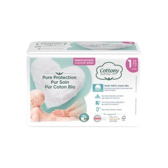 Fralda de Algodão para Bebé T1 2-5Kg 27Unts