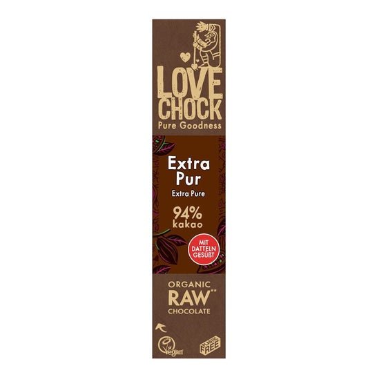 Lovechock Chocolate Preto Eco 94% Sem Açúcar Extra Puro 40g