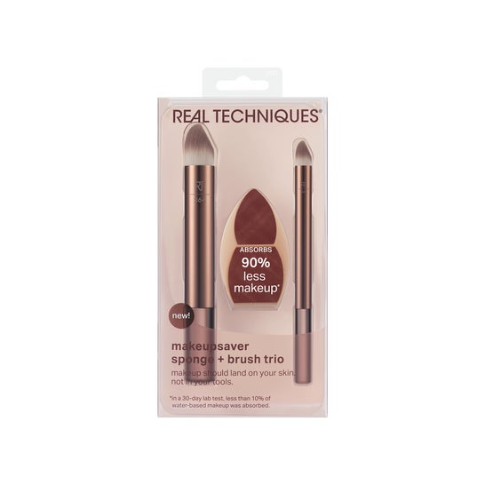 Real Techniques Makeupsaver Esponja + Trio de Pincéis 3 un.