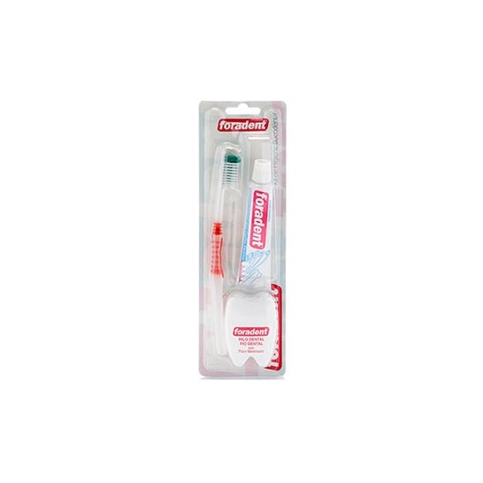 Foradent Travel Plus 3 em 1 escova + fio dental + creme dental 5ml
