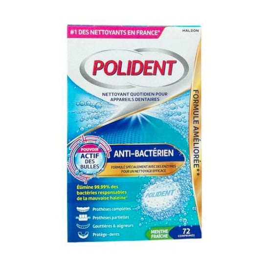 Polident Limpiador Prótesis Anti-Bacteriano Antisarro 72comp