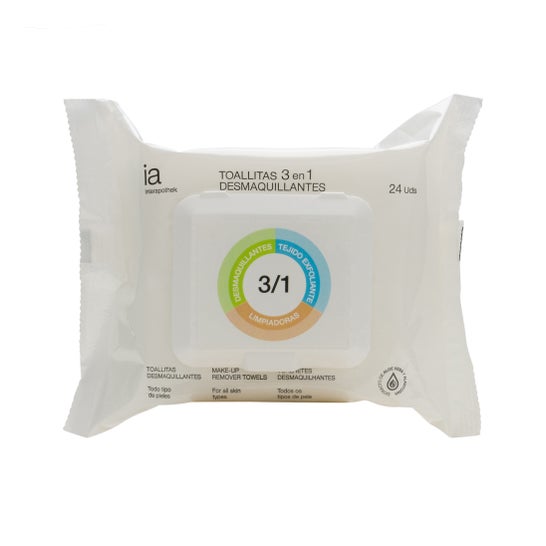 Interapothek 3 em 1 removedor de maquiagem toalhetes 24uds