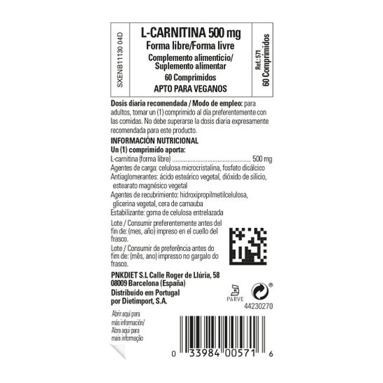 Solgar L-carnitina 500 Mg 60 Comprimidos