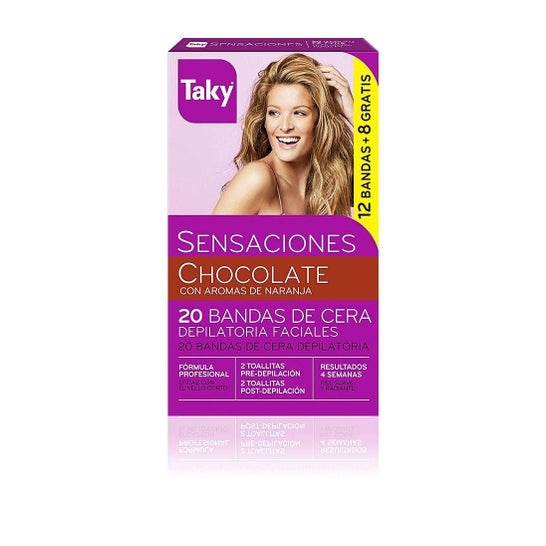 Tiras de Cera Facial Depilatória Taky Chocolate 12 +8 peças