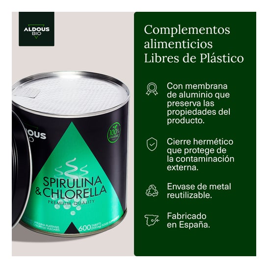 Aldous Bio Chlorella e Spirulina Organic Premium 600comp