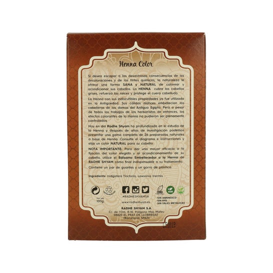 Radhe Shyam Chestnut Henna Prof Escuro Em Pó 100gr
