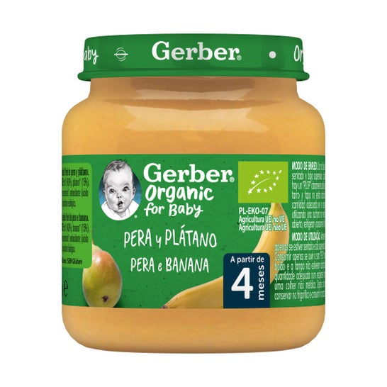 Gerber Organic Pera y Platano 125g